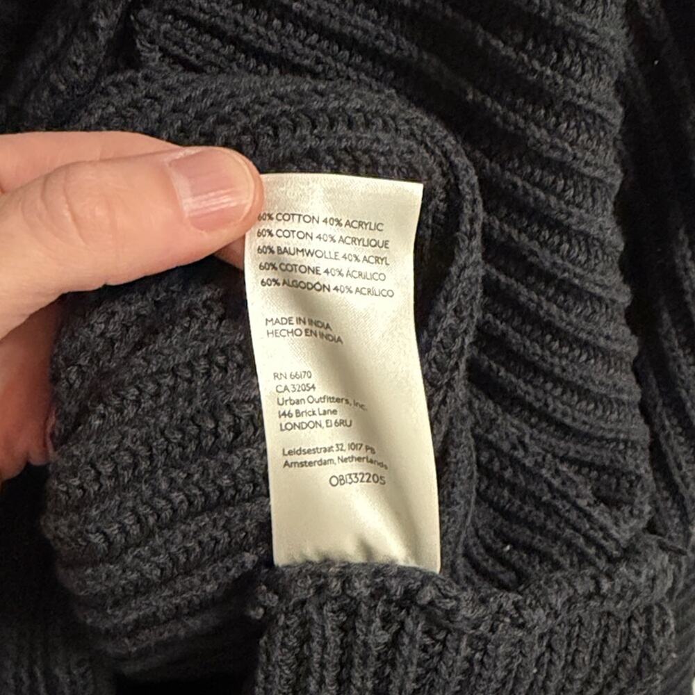 FREE PEOPLE Marlie Pullover Thick Black Sweater Polo Collared Sweater Size L - Picture 5 of 6